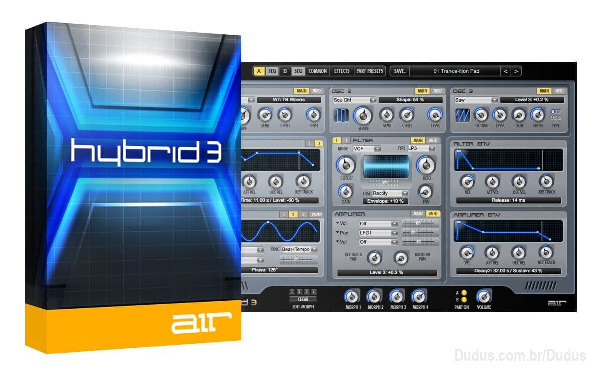 AIR Music Hybrid v3-1-1
Synthesizer

Hybrid 3.0 is the next generation in synthesis. This high-definition virtual synthesizer combines the coveted warmth of analog synths with a full range of futuristic digital manipulation capabilities. The result is the best of both worlds — a virtual instrument with a comprehensive set of precisely adjustable parameters that can sound like a synth you remember or something no one has ever heard before.

AIR Music Hybrid v3-1-1 WiN-R2R

The new generation in synthesis
    1200+ built-in sounds
    High Definition Oscillators
    Filter modes and double saturation
    4 LFOs per part
    Envelopes Editors
    Performance-oriented features
    Step sequencers
    Modulation Matrices
    Groups Morph
    Effects

https://www.airmusictech.com/virtual-instruments/hybrid-3/
https://youtu.be/IiOUCwhGcZI?si=6PdAGIQqCTPcc27I
https://youtu.be/XdwZ-hb7tH4?si=fuujeNHce_171PAb